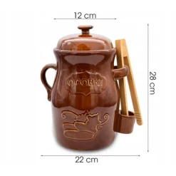 Beczka kamionkowa do ogórków 3.5l Bella Fiore w zestawie ze szczypcami