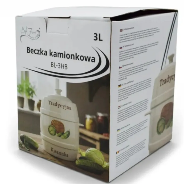 Beczka kamionkowa 6 litrów hermetyczna do kiszenia ogórków kapusty kremowa słoje Bella Fiore