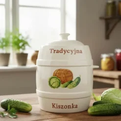 Beczka kamionkowa 3 litry hermetyczna do kiszenia ogórków kapusty kremowa słoje Bella Fiore Tragar