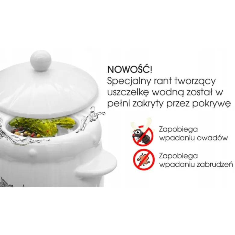 Beczka kamionkowa 3 litry hermetyczna do kiszenia ogórków kapusty biała Bella Fiore 41631