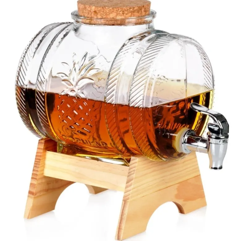 Beczka szklana słój z kranikiem 3 L ze stojakiem do whisky lemoniady napojów wody Vilde