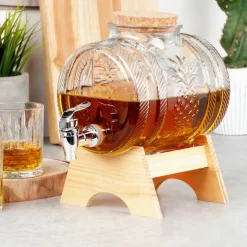 Beczka szklana słój z kranikiem 3 L ze stojakiem do whisky lemoniady napojów wody Vilde