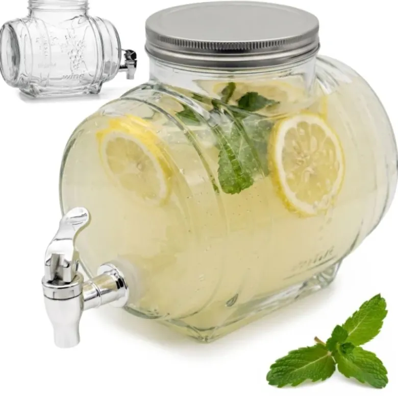 Beczka szklana słój z kranikiem 3 L antałek do whisky lemoniady napojów wody Tragar