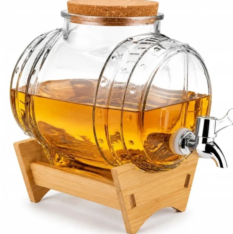 Beczka szklana słój z kranikiem 3 L antałek do whisky lemoniady napojów wody Kamille