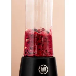Blender personalny MG Home 500 ml 260W Butelka z ustnikiem, pokrywka i ostrze ze stali nierdzewnej czarny