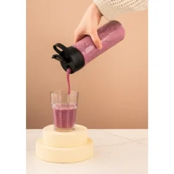 Blender personalny MG Home 500 ml 260W Butelka z ustnikiem, pokrywka i ostrze ze stali nierdzewnej czarny