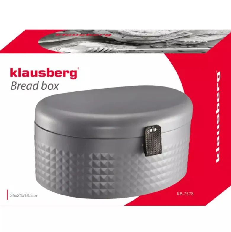 Chlebak metalowy Klausberg KB 7578 pojemnik na pieczywo szary diament