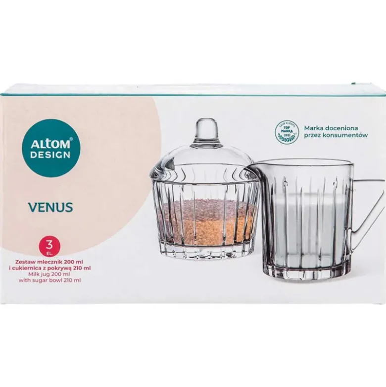 Cukiernica i mlecznik szklany zestaw Venus Altom