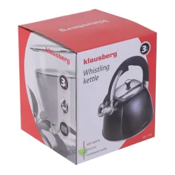 Czajnik stalowy Klausberg KB 7194 z gwizdkiem czarny Indukcja metal 3 Litry
