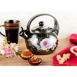 Czajnik tradycyjny emaliowany 2,2 L stalowy czary w kwiaty Masterpan MP 2502