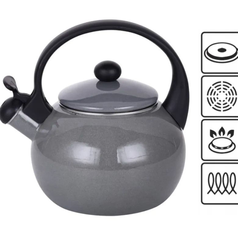 Czajnik tradycyjny z gwizdkiem emaliowany szary 2.2 l Kamille KM-1038D