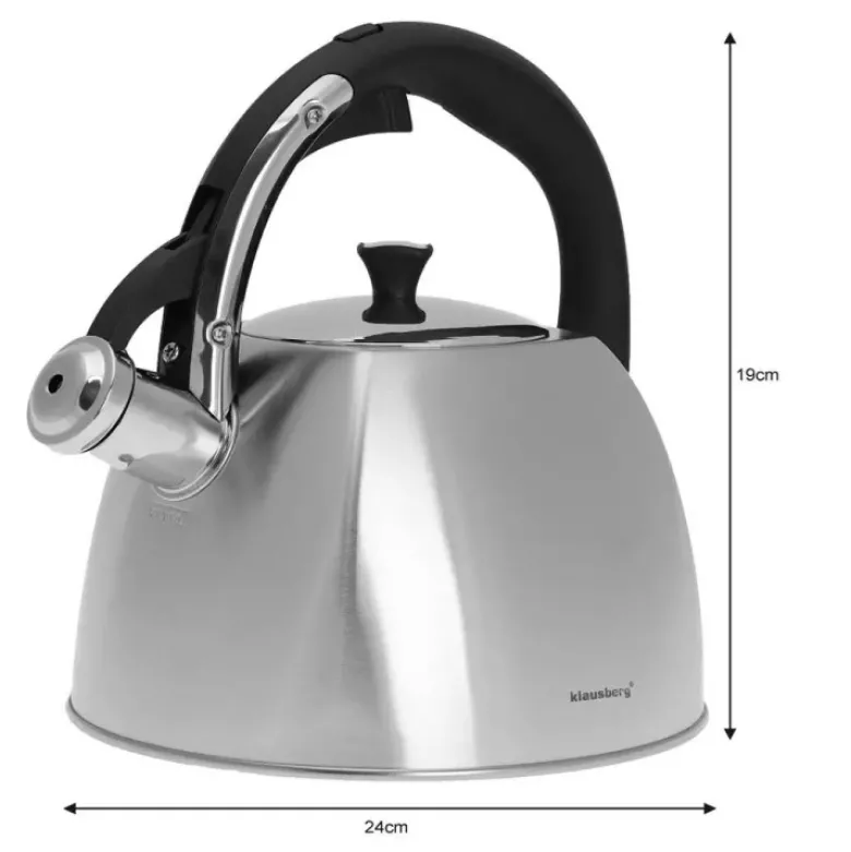 Czajnik ze stali Klausberg KB 7409 z gwizdkiem na indukcję 2.2 L srebrny