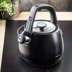 Czajnik z gwizdkiem tradycyjny stalowy 2.5L gaz indukcja czarny matowy Klausberg