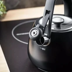 Czajnik z gwizdkiem tradycyjny stalowy 2.5L gaz indukcja czarny matowy Klausberg