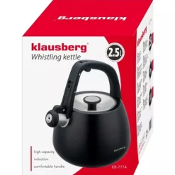 Czajnik z gwizdkiem tradycyjny stalowy 2.5L gaz indukcja czarny matowy Klausberg
