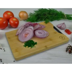 Deski do krojenia zestaw 3 sztuki prostokątne 24/30/40 cm MG Home drewniane kuchenna z czarnym uchwytem