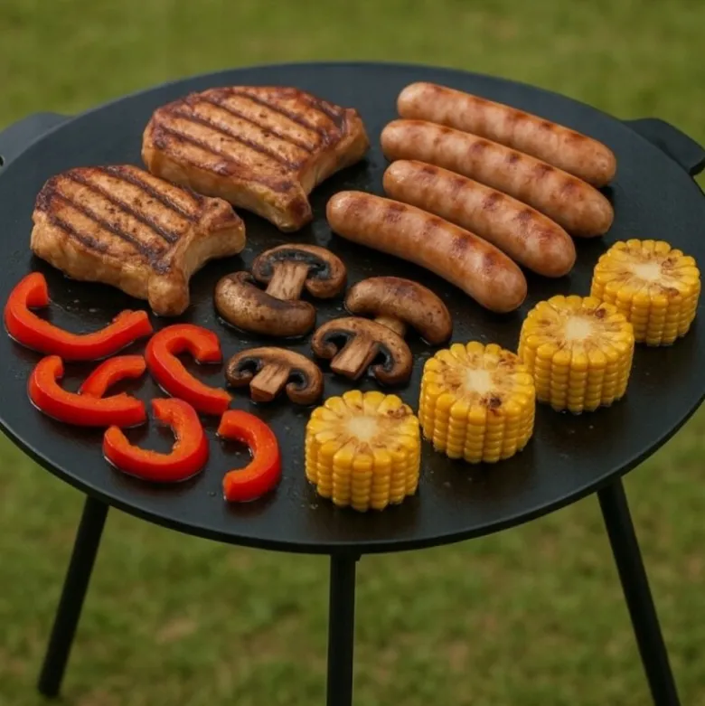 Duża płyta żeliwna okrągła 45cm ruszt na grill ognisko patelnia wok żeliwny