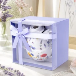 Dzbanek porcelanowy z filiżanką biały imbryk w kwiaty do zaparzania herbaty 400ml SOLEY ODELO OD2957 Delhan