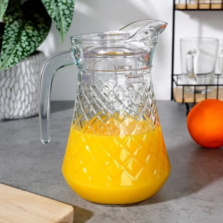 Dzbanek szklany 1400 ml z pokrywką do serwowania lemoniady herbaty mrożonej i kompotu Vilde