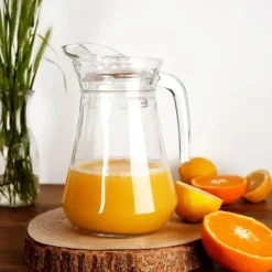 Dzbanek szklany 1400 ml z pokrywką gładki uniwersalny do lemoniady soku i kompotu Vilde