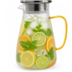 Dzbanek szklany 1500 ml z pokrywką i sitkiem uniwersalny do lemoniady soku i kompotu Tragar