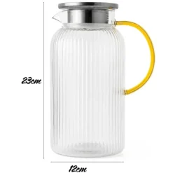 Dzbanek szklany 1800 ml z pokrywką i sitkiem ryflowany uniwersalny do lemoniady soku i kompotu Tragar