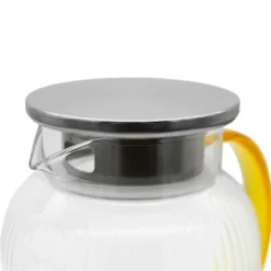 Dzbanek szklany 1800 ml z pokrywką i sitkiem ryflowany uniwersalny do lemoniady soku i kompotu Tragar