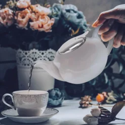 Dzbanek z zaparzaczem 750 ml imbryk beżowy Tragar Bella Fiore A-337