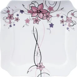 Elegancki zestaw obiadowo-kawowy 58 el. GierekHoff czarno-biały w kwiatowy wzór K-15009-4