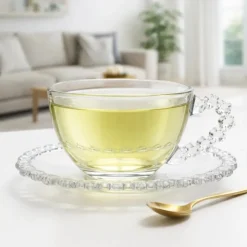 Filiżanka ze spodkiem do kawy i herbaty 200 ml szklana Altom Design Bloom