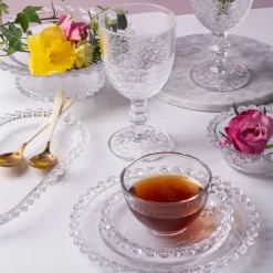 Filiżanka ze spodkiem do kawy i herbaty 200 ml szklana Altom Design Bloom
