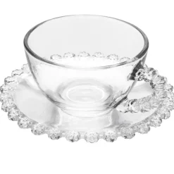 Filiżanka ze spodkiem do kawy i herbaty 200 ml szklana Altom Design Bloom