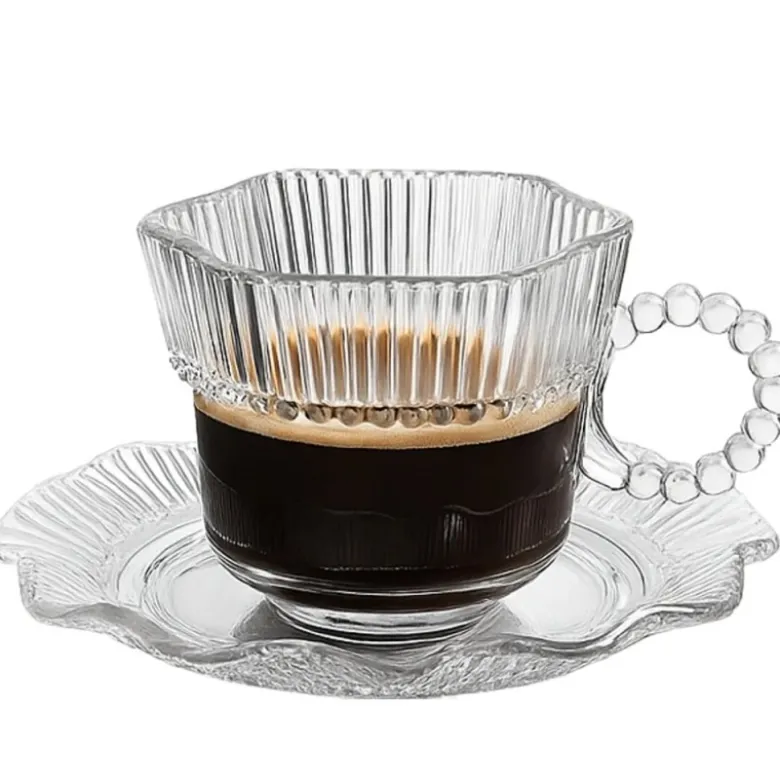 Filiżanki 200 ml ze spodkami do kawy herbaty na 6 osób serwis kawowy Altom Design Vivienne zestaw 6 sztuk