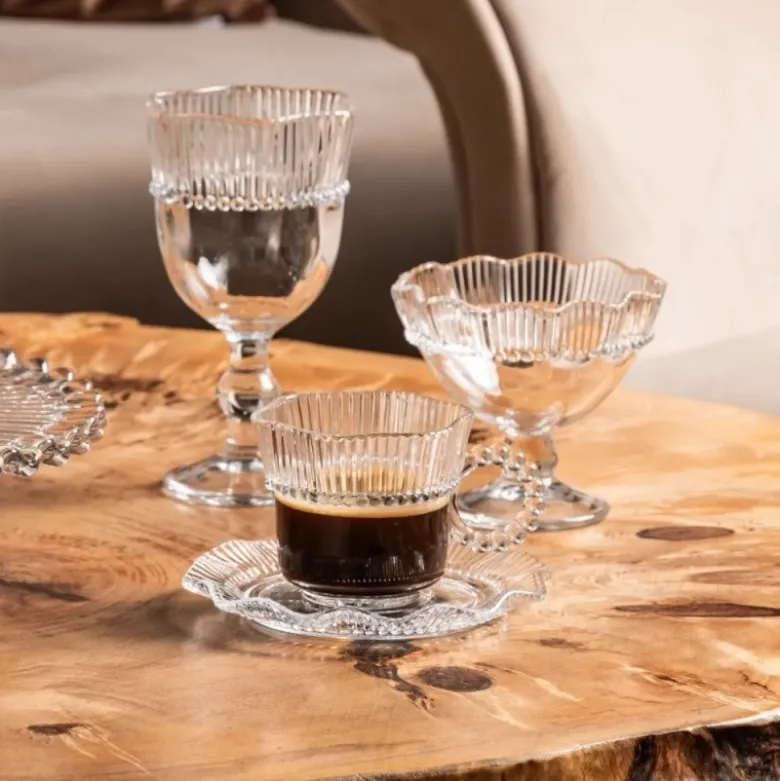 Filiżanki 200 ml ze spodkami do kawy herbaty na 6 osób serwis kawowy Altom Design Vivienne zestaw 6 sztuk