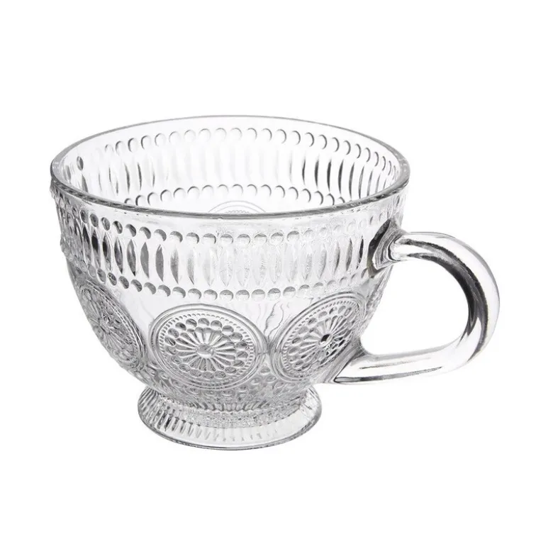 Filiżanki szklane 430 ml duże do kawy herbaty Altom Daisy zestaw 6 sztuk