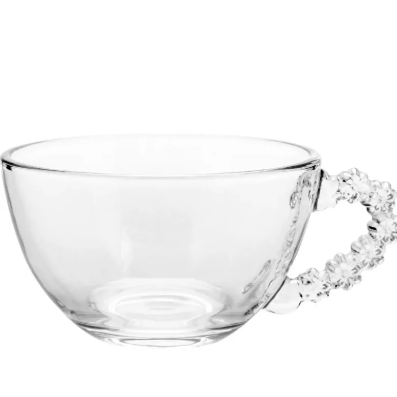 Filiżanki ze spodkiem do kawy i herbaty 200 ml szklana Altom Design Bloom zestaw 6 szt