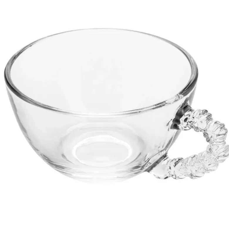 Filiżanki ze spodkiem do kawy i herbaty 200 ml szklana Altom Design Bloom zestaw 6 szt