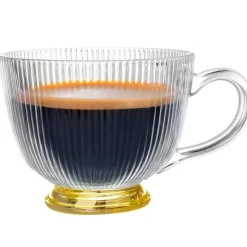 Filiżanki z uchem na złotej stopce do kawy i herbaty 430 ml zestaw 6 szt Altom Design Selena