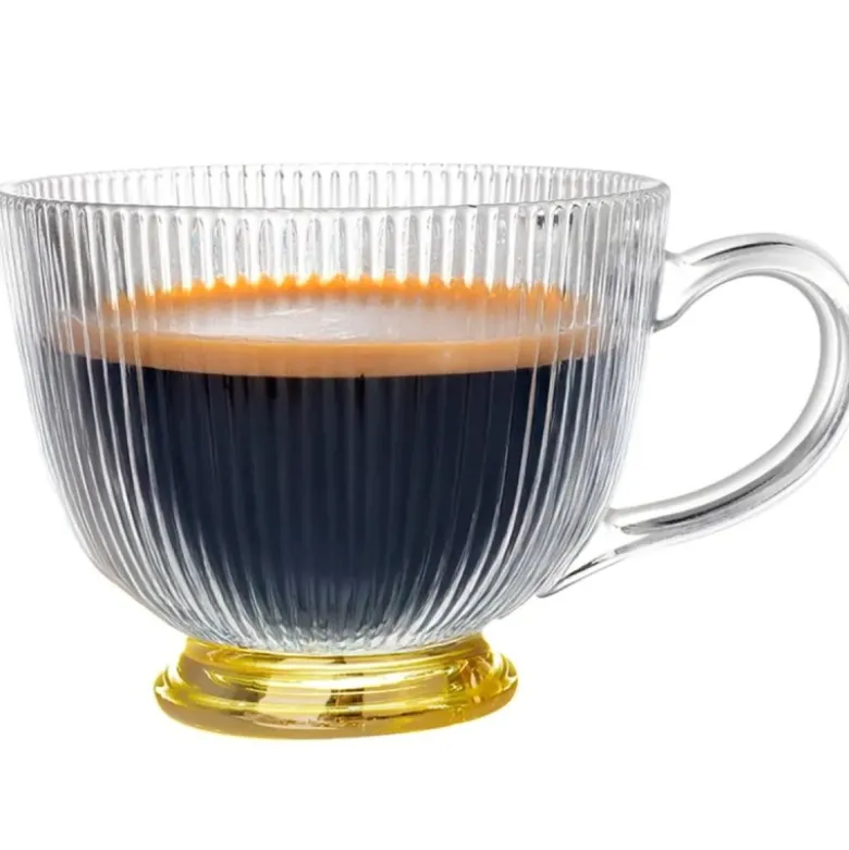 Filiżanki z uchem na złotej stopce do kawy i herbaty 430 ml zestaw 6 szt Altom Design Selena