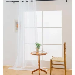 Firana biała gładka 200x250 cm na przelotkach kółkach Cotton World