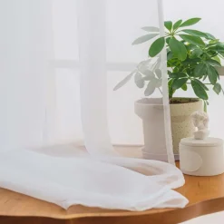Firana biała gładka 145x250 na taśmie Cotton World