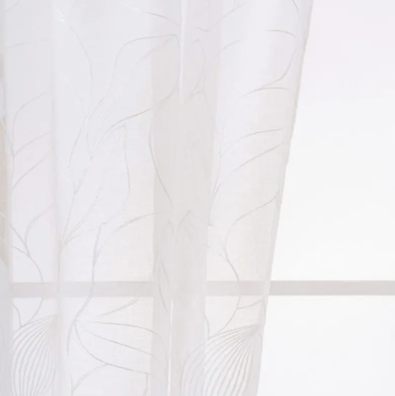 Firana biała z haftem 145x270 cm taśma Cotton World