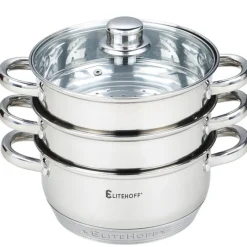 Garnek do gotowania na parze 4 częściowy parowar 22 cm stalowy Elitehoff E-4704