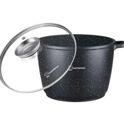Garnek duży marmurowy z pokrywką głęboki czarny 10 L indukcja gaz Masterpan MP 2132