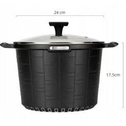 Garnek duży marmurowy z pokrywką głęboki czarny 6.5 L indukcja gaz Elittehoff E 7032