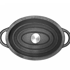 Garnek żeliwny 33 cm brytfanna 2w1 okrągła 4L na indukcję gaz Krisberg KR 7773