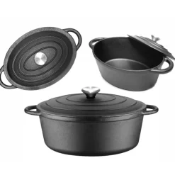 Garnek żeliwny 33 cm brytfanna 2w1 okrągła 4L na indukcję gaz Krisberg KR 7773