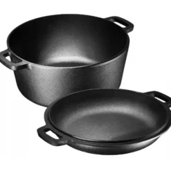Garnek żeliwny 24 cm brytfanna 2w1 okrągła 3.5L na indukcję gaz Krisberg KR 7701