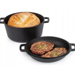 Garnek żeliwny 26 cm brytfanna 2w1 okrągła 4.5L na indukcję gaz Krisberg KR 7702
