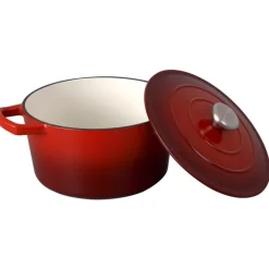 Garnek żeliwny emaliowany 4 L GierekHoff Żeliwna Tradycja kociołek czerwony 25 cm GH 6004
